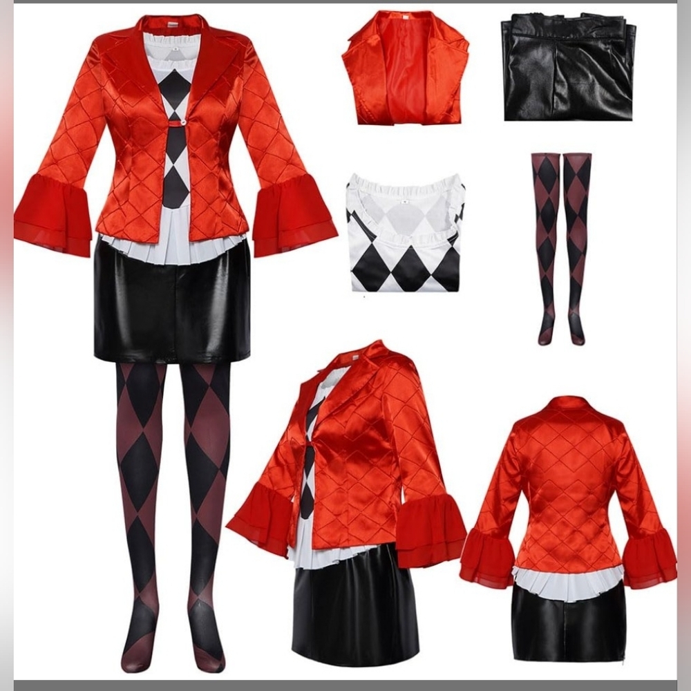 Red Harley Quinn Womens 4 piece costume size large